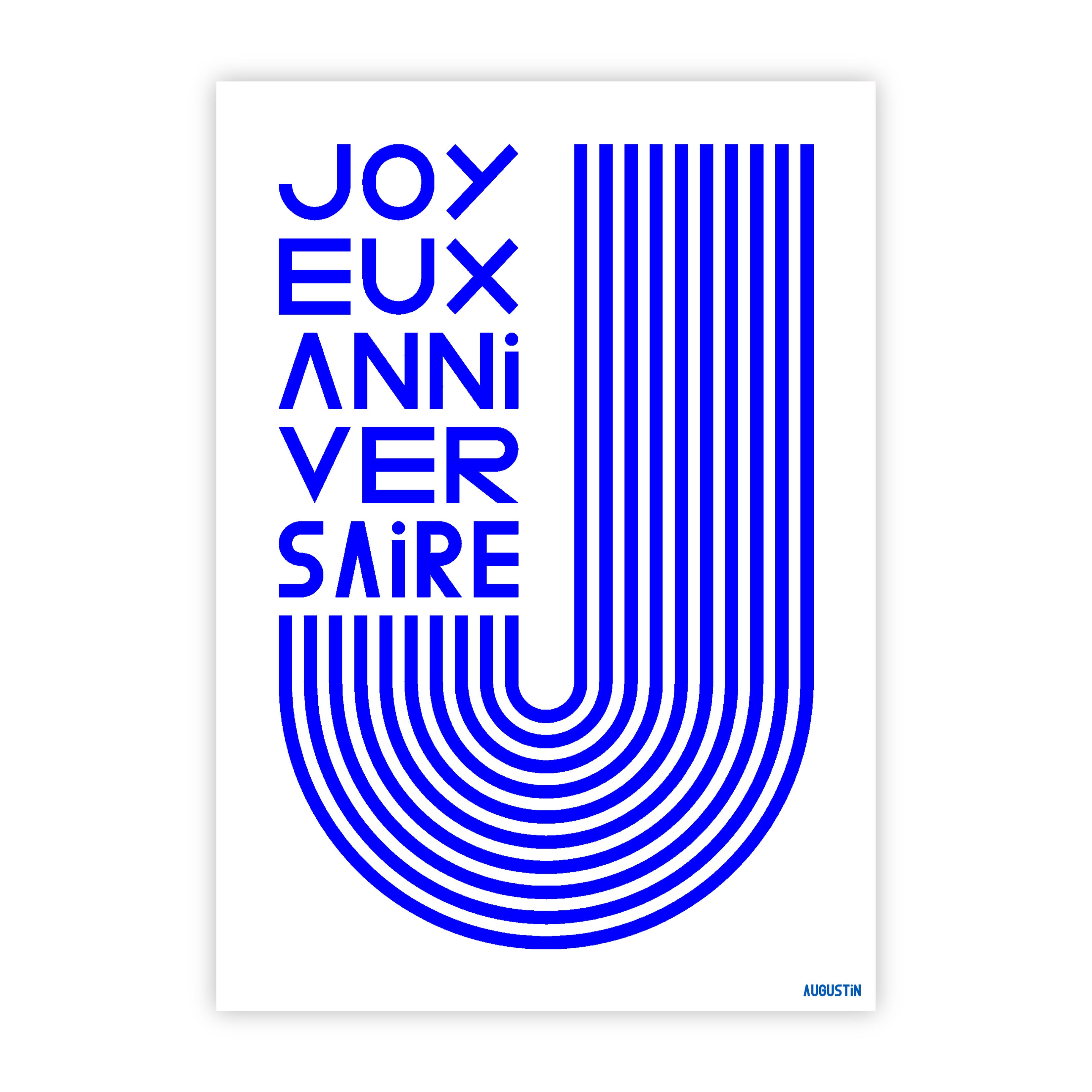Joyeux anniversaire bleu - carte postale