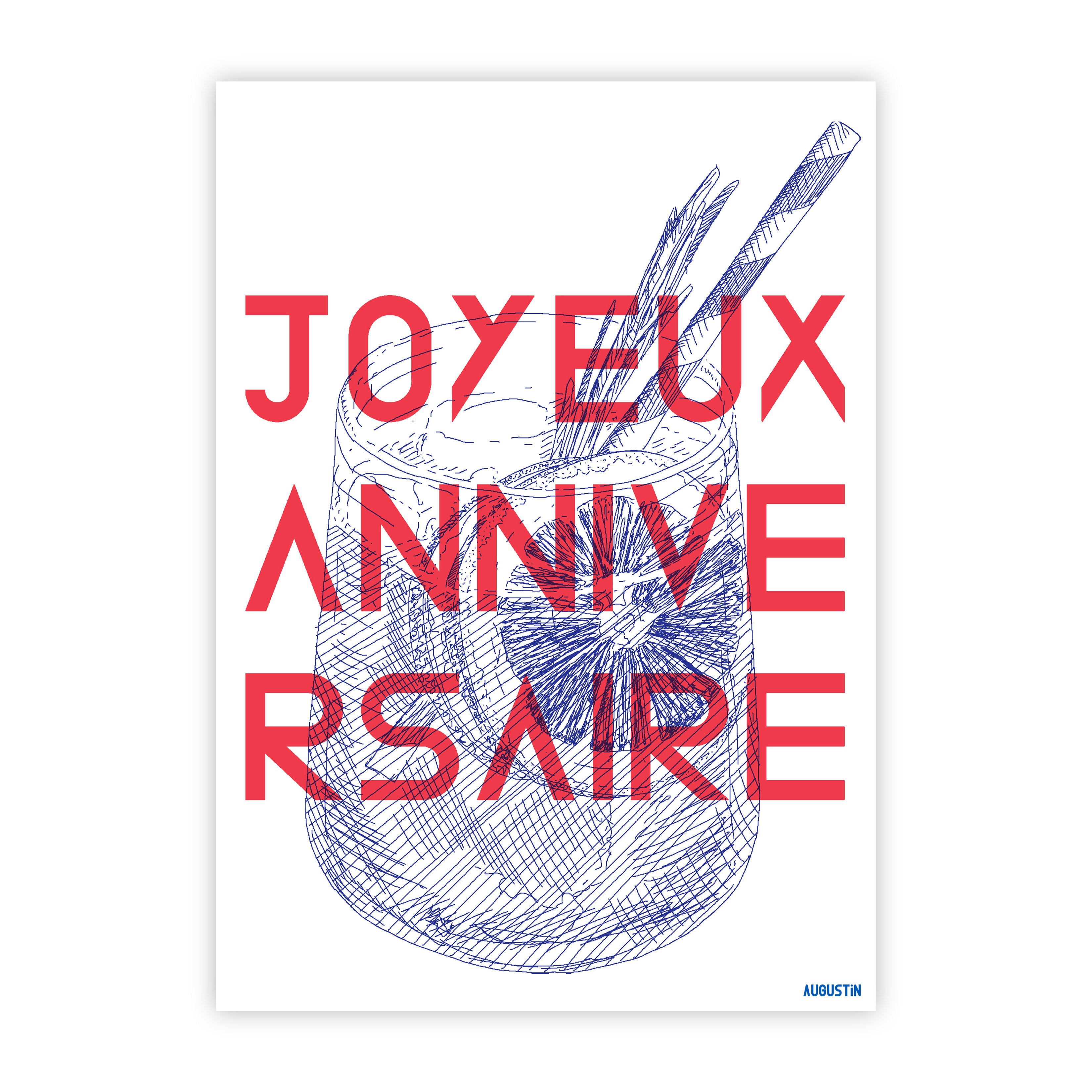 Joyeux anniversaire rouge - carte postale