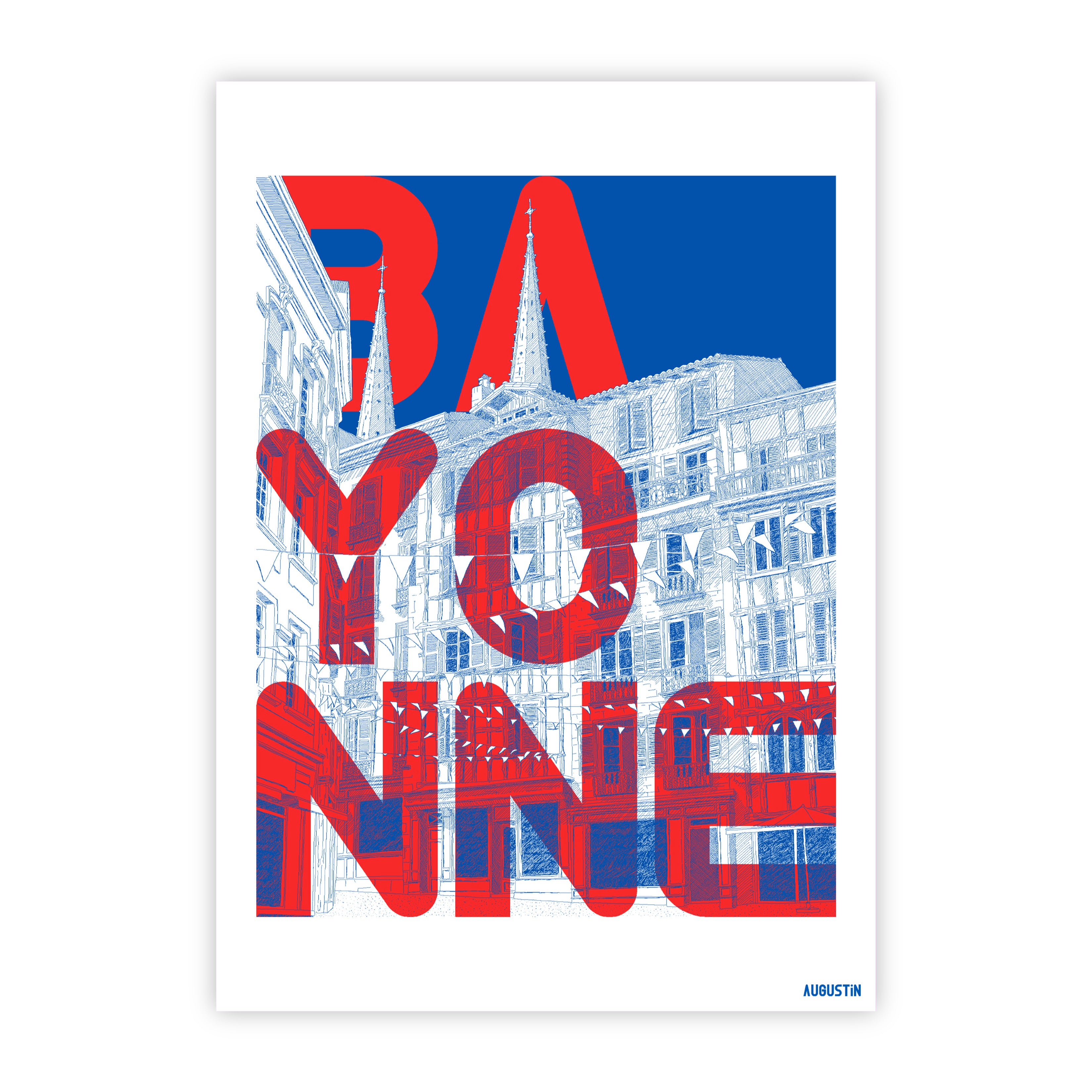 Bayonne rouge - carte postale