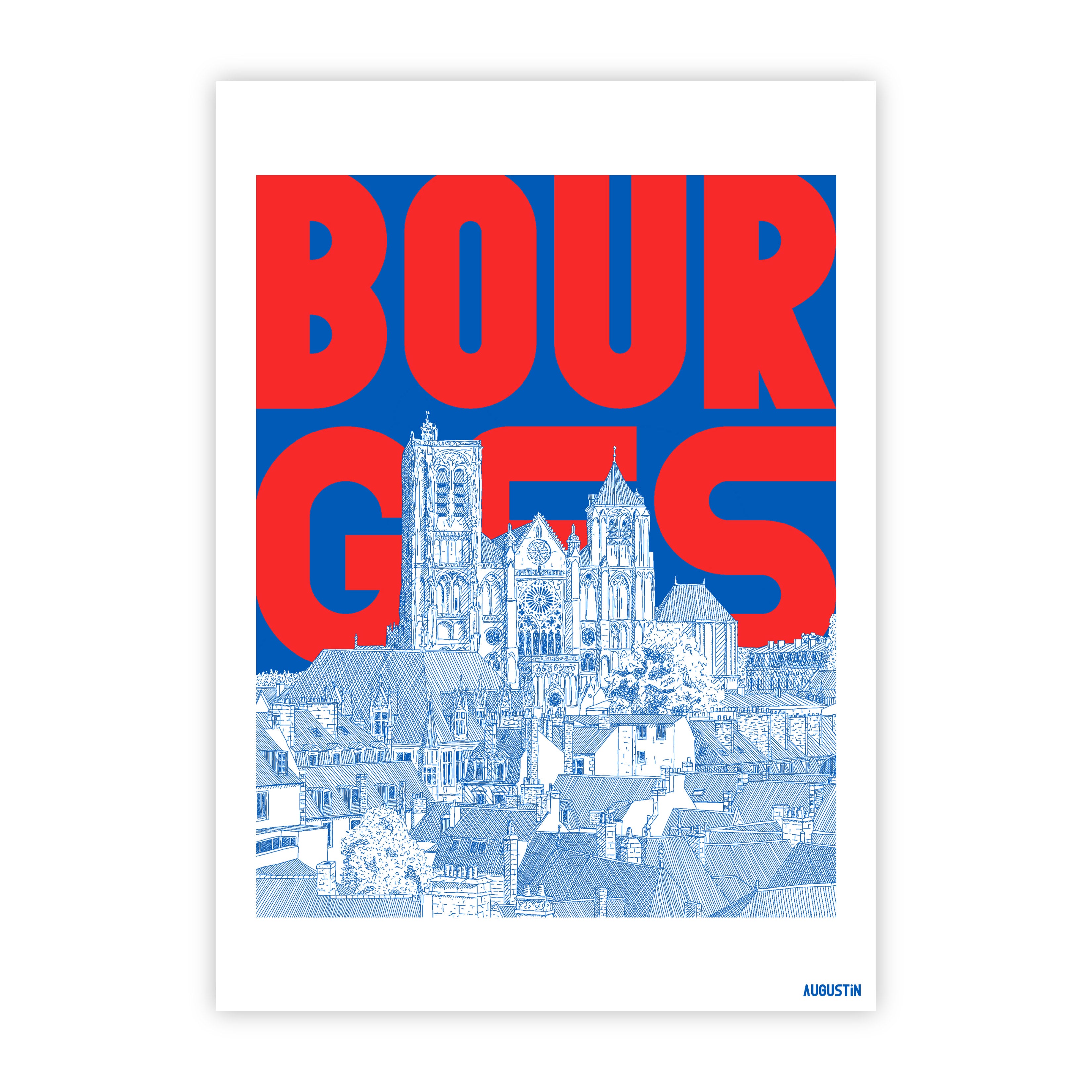 Bourges rouge - carte postale